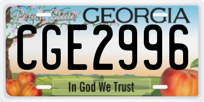 GA license plate CGE2996