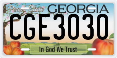 GA license plate CGE3030