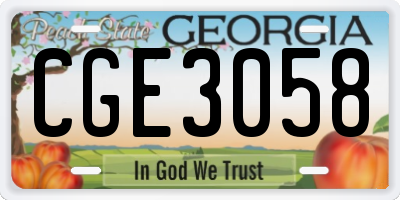 GA license plate CGE3058