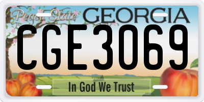 GA license plate CGE3069