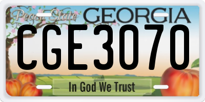 GA license plate CGE3070