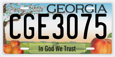 GA license plate CGE3075