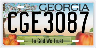 GA license plate CGE3087