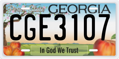 GA license plate CGE3107