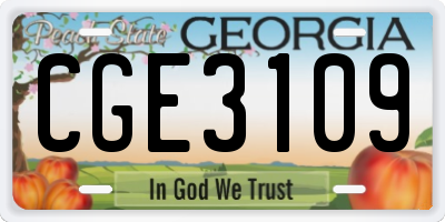 GA license plate CGE3109