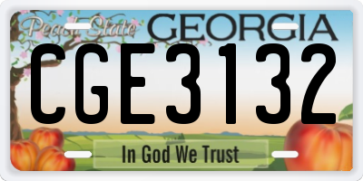 GA license plate CGE3132