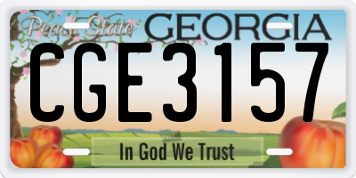 GA license plate CGE3157