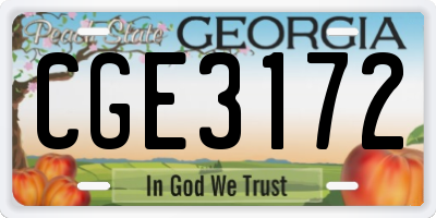GA license plate CGE3172