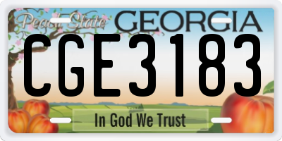 GA license plate CGE3183