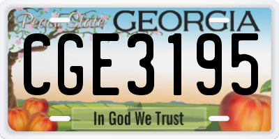GA license plate CGE3195