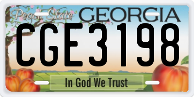 GA license plate CGE3198