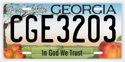 GA license plate CGE3203