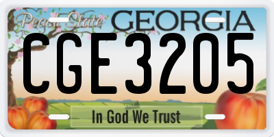 GA license plate CGE3205