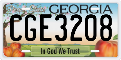 GA license plate CGE3208