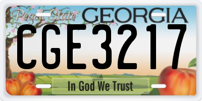 GA license plate CGE3217