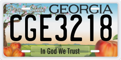 GA license plate CGE3218