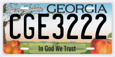 GA license plate CGE3222