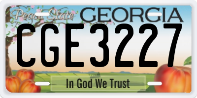 GA license plate CGE3227