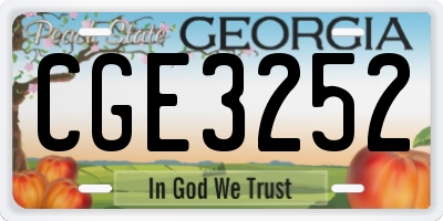 GA license plate CGE3252