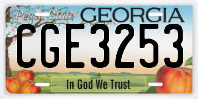 GA license plate CGE3253