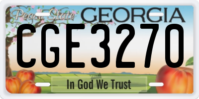GA license plate CGE3270
