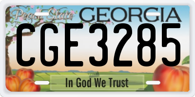 GA license plate CGE3285