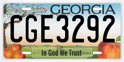 GA license plate CGE3292
