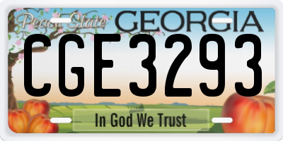 GA license plate CGE3293