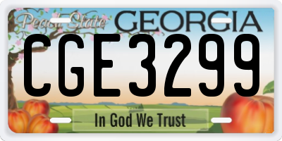 GA license plate CGE3299