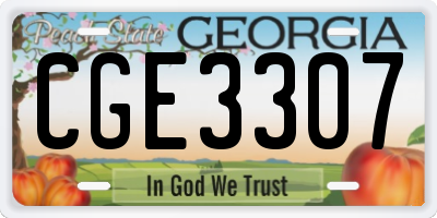 GA license plate CGE3307