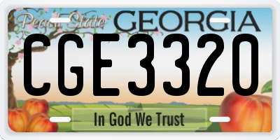 GA license plate CGE3320