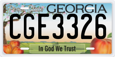 GA license plate CGE3326