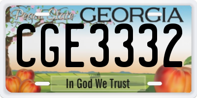 GA license plate CGE3332