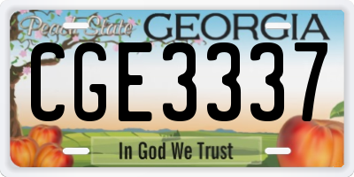GA license plate CGE3337