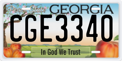 GA license plate CGE3340