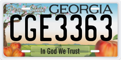 GA license plate CGE3363