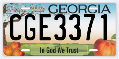 GA license plate CGE3371