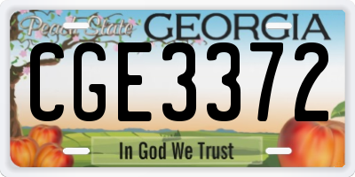 GA license plate CGE3372