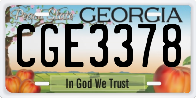 GA license plate CGE3378