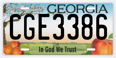 GA license plate CGE3386