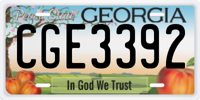 GA license plate CGE3392