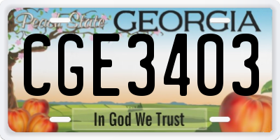 GA license plate CGE3403