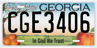 GA license plate CGE3406