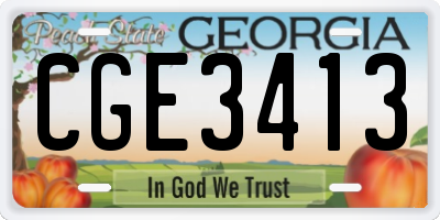 GA license plate CGE3413