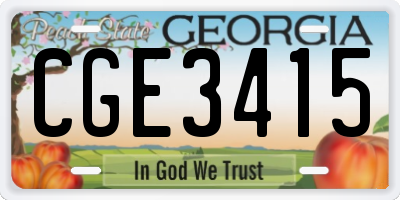GA license plate CGE3415