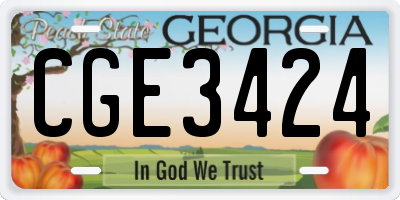GA license plate CGE3424