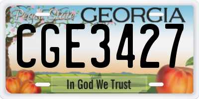 GA license plate CGE3427