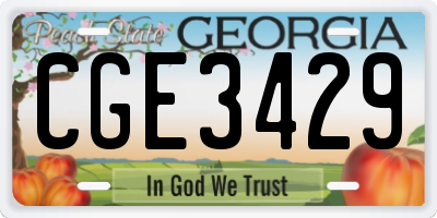 GA license plate CGE3429