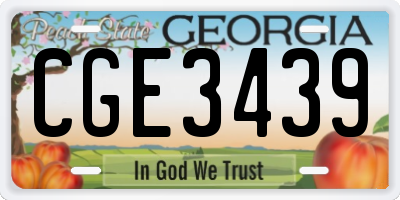GA license plate CGE3439