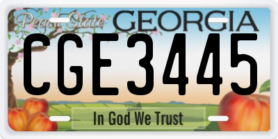 GA license plate CGE3445
